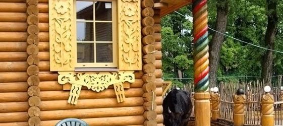 platbands on windows in a wooden house