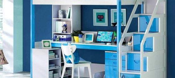 Loft bed with a working area for a teenager