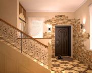 Decorating the hallway with decorative stone and wallpaper: photo